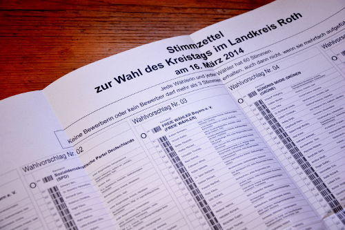 Stimmzettel Kreistagswahl Roth 2014