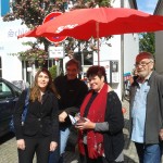 Infostand mit Stefanie Schäfer, Thomas Döbler, Christine Rodarius und Jürgen Regler