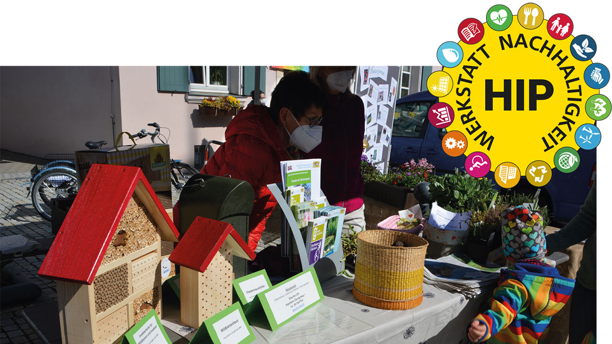Bauernmarktstand Hip-Werkstatt Nachhaltigkeit